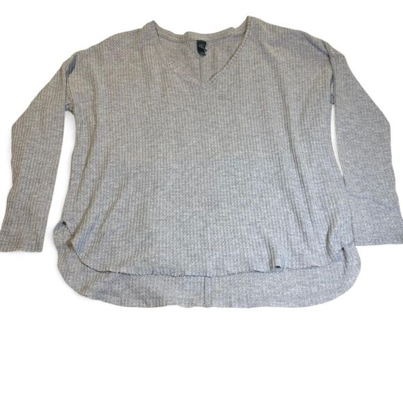 Wild Fable Gray Waffle Knit Long Sleeve Top Women’s Medium - Picture 1 of 4
